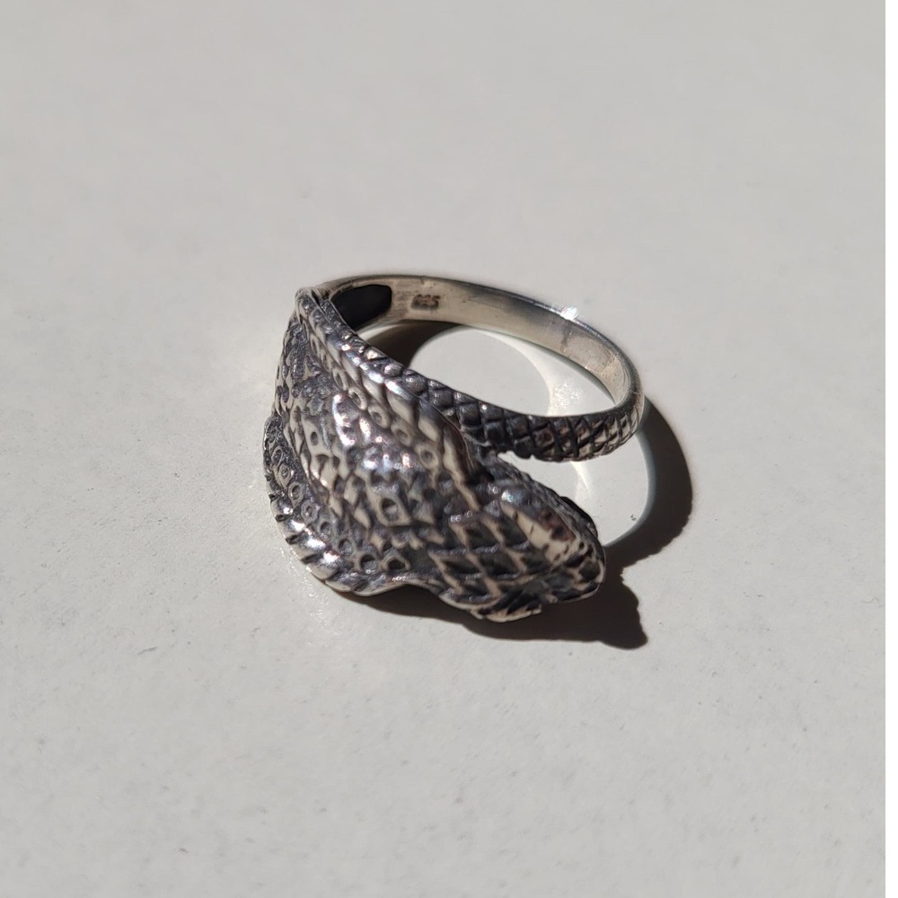 925 Sterling Silver Cobra Snake Serpent Ring Size 7.25 Vintage Gothic